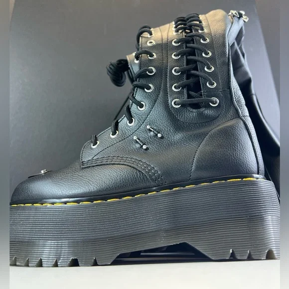 🆕Dr. Martens 28 Eye Extreme MAX Virginia Leather Knee High Boots In Black Size:8 - Picture 9 of 16